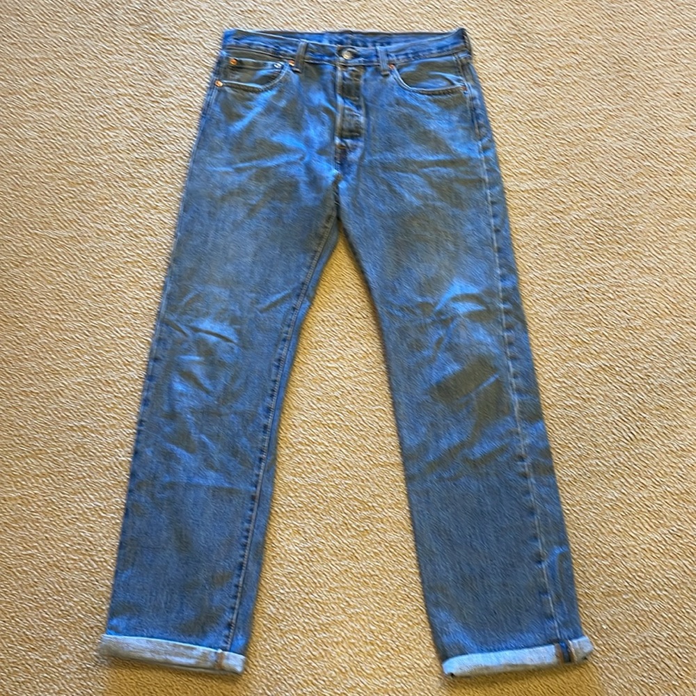 Men's 501 34x34 Classic Blue Jeans - Picture 3 of 7